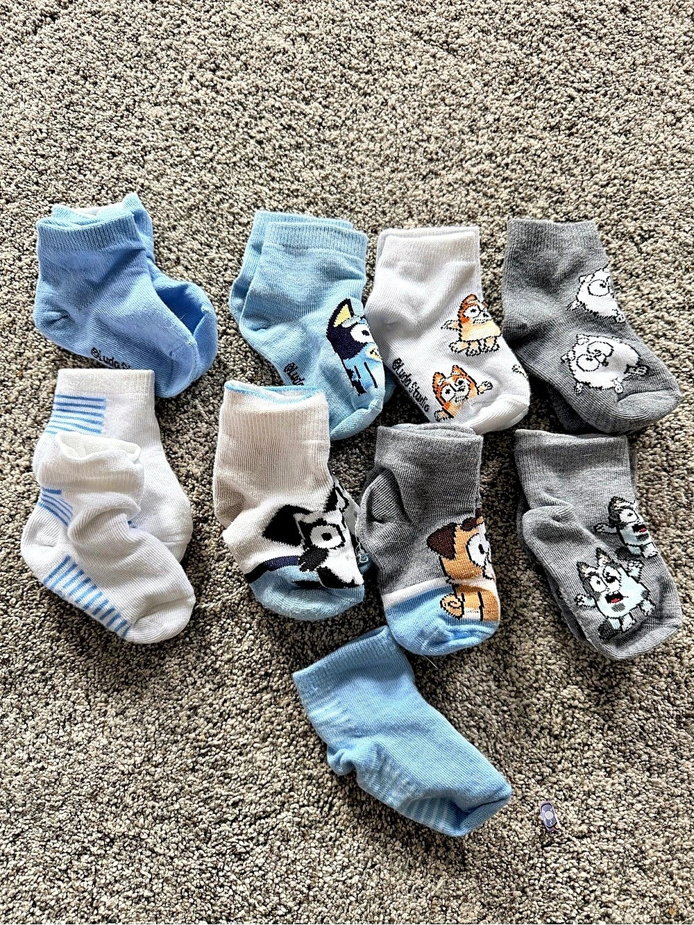 Bluey Kids Character Socks Lot Blue & Gray